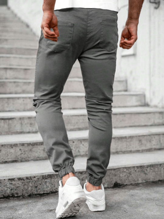 Manfinity Homme Men's Drawstring Waist Pants With Patch Details - Lolli World Marketplace
