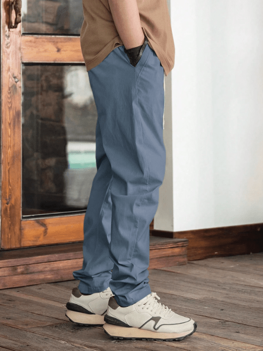 Manfinity Homme Men's Elastic Waistband Drawstring Casual Straight Pants - Lolli World Marketplace