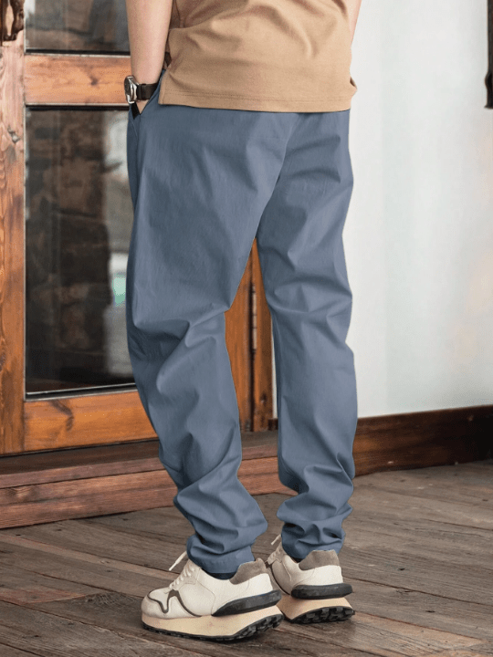 Manfinity Homme Men's Elastic Waistband Drawstring Casual Straight Pants - Lolli World Marketplace