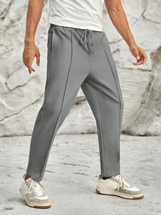 Manfinity Homme Men's Grey Woven Elastic Waist Long Pants - Lolli World Marketplace