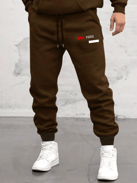 Manfinity Homme Men's Letter Print Drawstring Waist Cuffed Sweatpants - Lolli World Marketplace