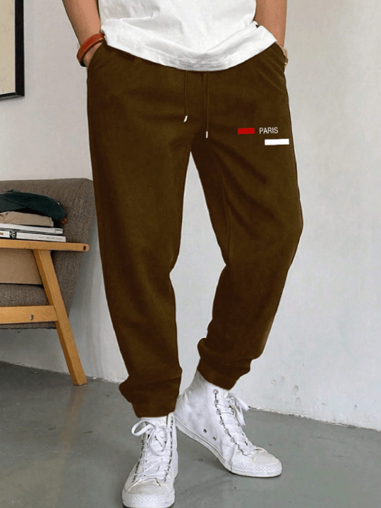 Manfinity Homme Men's Letter Print Drawstring Waist Cuffed Sweatpants - Lolli World Marketplace