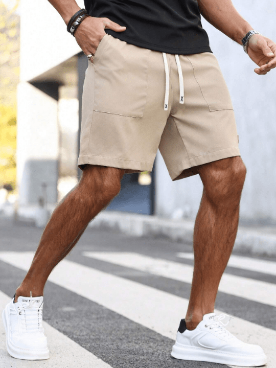 Manfinity Homme Men's Loose Drawstring Waist Shorts With Slanted Pockets - Lolli World Marketplace