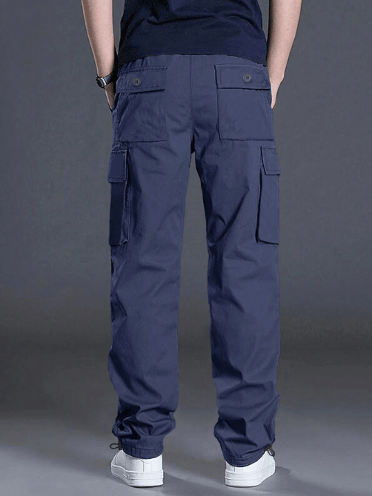 Manfinity Homme Men's Loose Fit Cargo Pants With Flap Pockets And Drawstring Waist - Lolli World Marketplace