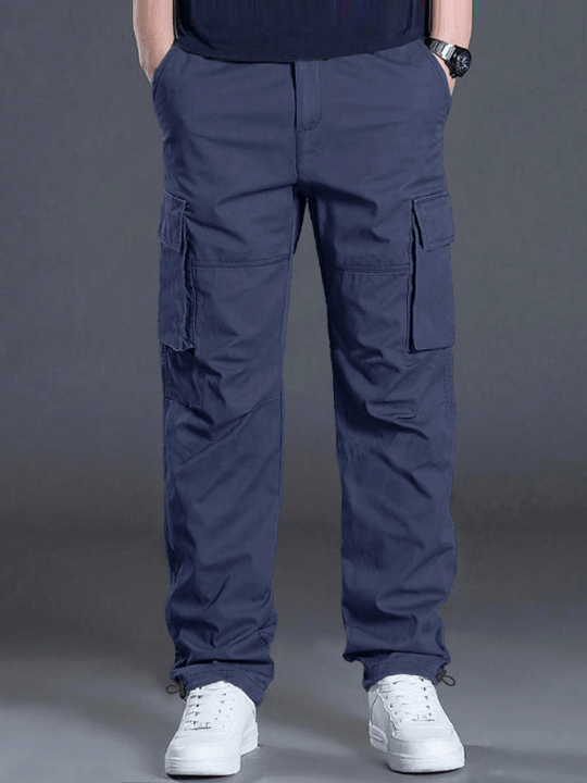 Manfinity Homme Men's Loose Fit Cargo Pants With Flap Pockets And Drawstring Waist - Lolli World Marketplace