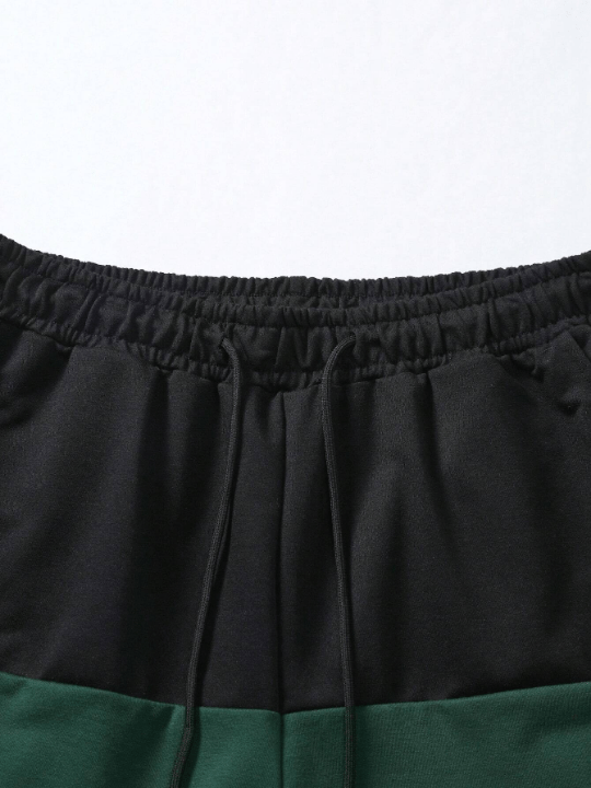 Manfinity Homme Men's Loose Fit Color Block Shorts With Drawstring Waist And Patchwork Detail - Lolli World Marketplace
