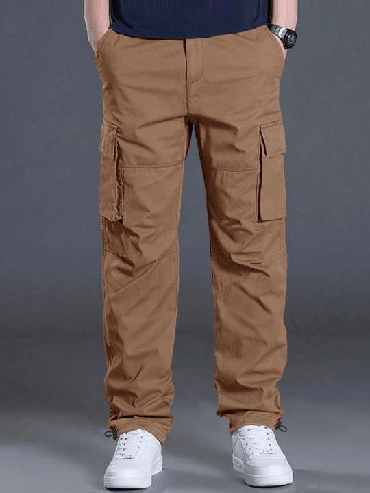 Manfinity Homme Men's Loose Fit Work Pants With Flap Pockets And Drawstring Waist - Lolli World Marketplace