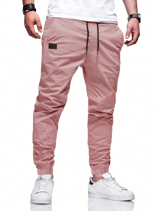 Manfinity Homme Men's Loose Solid Color Elastic Waist Drawstring Pants - Lolli World Marketplace