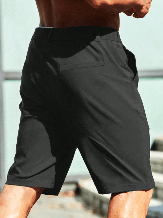 Manfinity Homme Men's Solid Color Casual Elastic Waist Shorts - Lolli World Marketplace