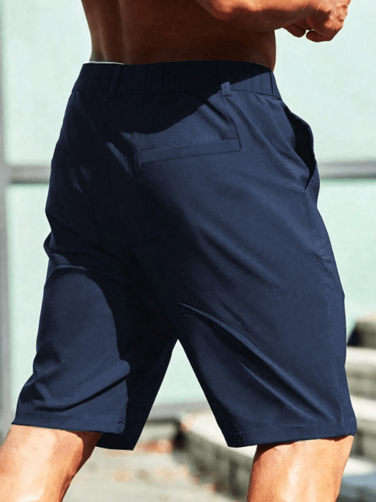 Manfinity Homme Men's Solid Color Casual Shorts With Slanted Pockets - Lolli World Marketplace