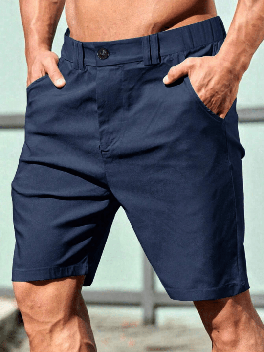 Manfinity Homme Men's Solid Color Casual Shorts With Slanted Pockets - Lolli World Marketplace