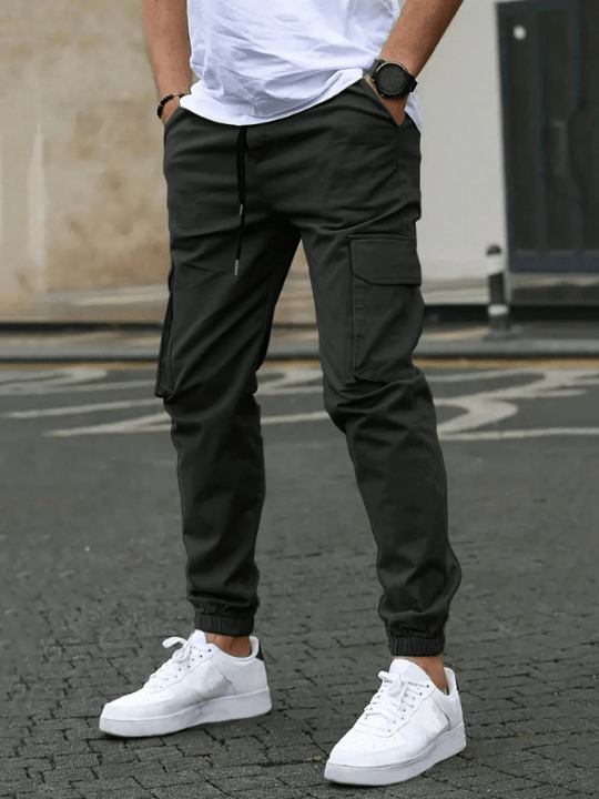 Manfinity Homme Men's Solid Color Drawstring Waist Cargo Pants - Lolli World Marketplace
