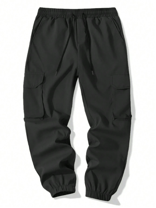 Manfinity Homme Men's Solid Color Drawstring Waist Cargo Pants - Lolli World Marketplace