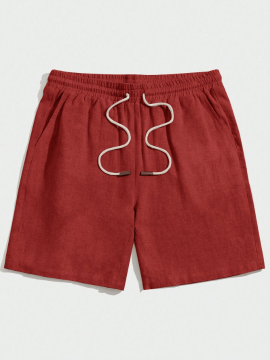Manfinity Homme Men's Solid Color Drawstring Waist Shuttle Woven Shorts - Lolli World Marketplace