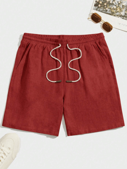 Manfinity Homme Men's Solid Color Drawstring Waist Shuttle Woven Shorts - Lolli World Marketplace