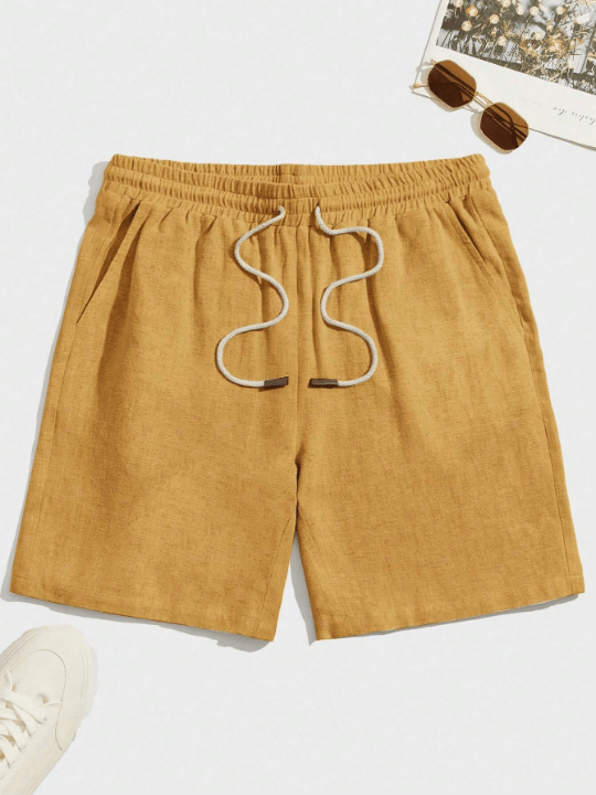 Manfinity Homme Men's Solid Color Drawstring Waist Woven Shorts - Lolli World Marketplace
