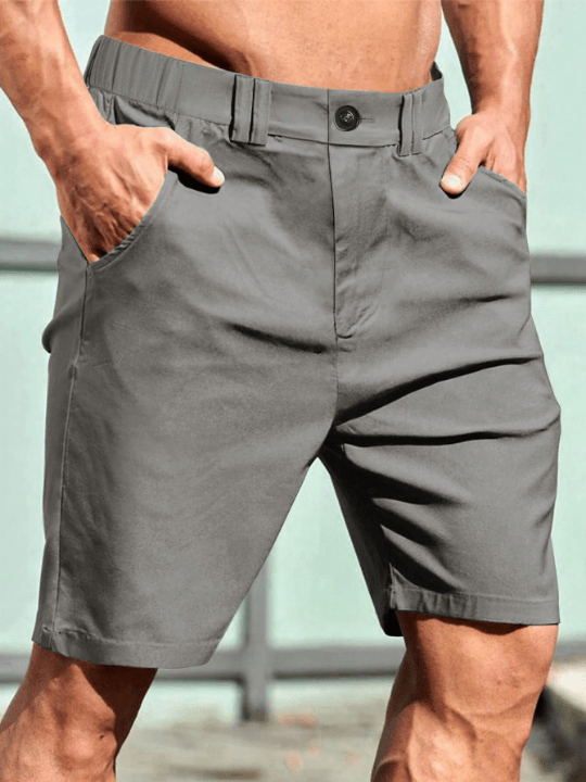 Manfinity Homme Men's Solid Color Shorts With Pockets - Lolli World Marketplace