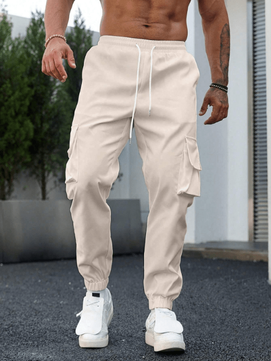 Manfinity Homme Men's Solid Color Simple Style Pants With Pockets - Lolli World Marketplace