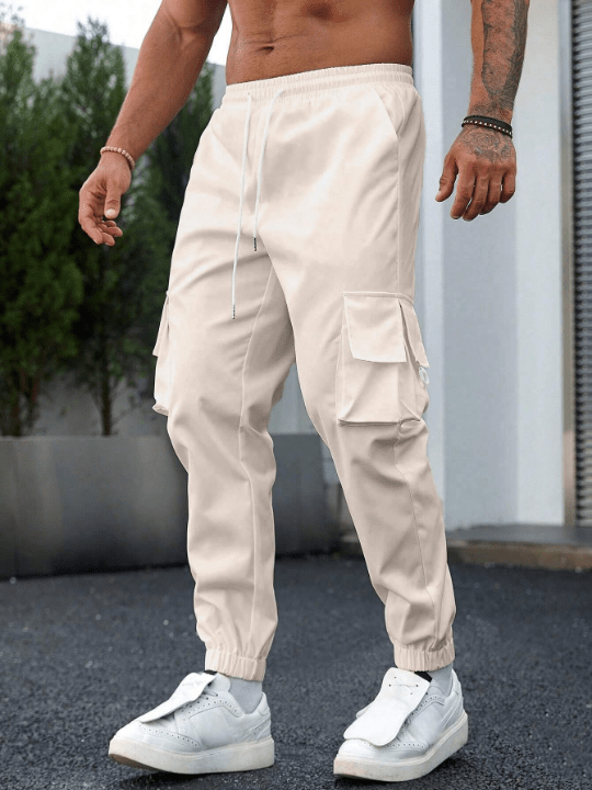 Manfinity Homme Men's Solid Color Simple Style Pants With Pockets - Lolli World Marketplace