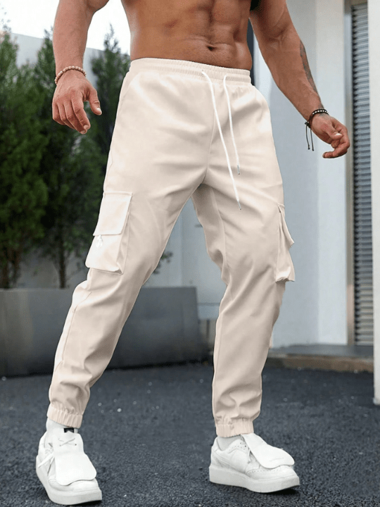 Manfinity Homme Men's Solid Color Simple Style Pants With Pockets - Lolli World Marketplace
