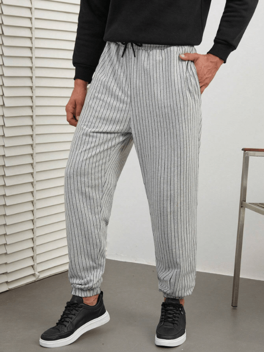 Manfinity Homme Men's Striped Drawstring Waist Long Pants - Lolli World Marketplace