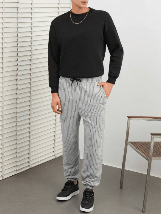 Manfinity Homme Men's Striped Drawstring Waist Long Pants - Lolli World Marketplace