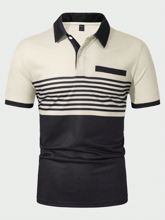 Manfinity Homme Men'S Striped Short Sleeve Polo Shirt - Lolli World Marketplace