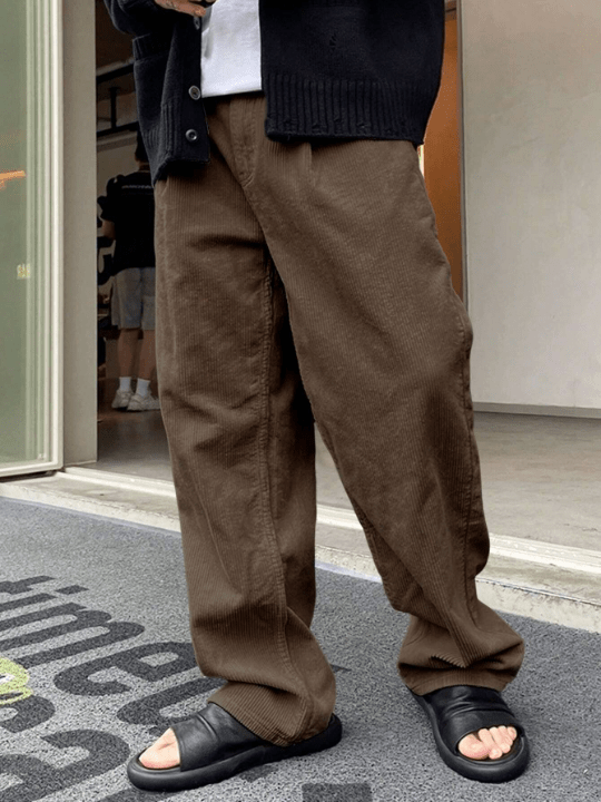 Manfinity Homme Relaxed Fit Men's Casual Straight Leg Long Pants - Lolli World Marketplace