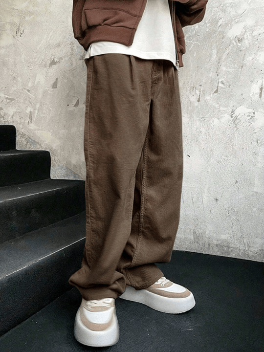 Manfinity Homme Relaxed Fit Men's Casual Straight Leg Long Pants - Lolli World Marketplace