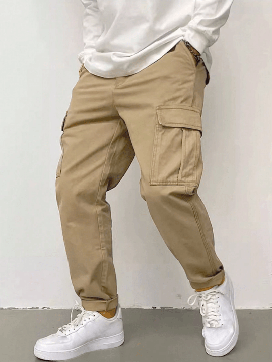 Manfinity Hypemode Loose Fit Men's Cargo Pants With Flap Pocket & Side Pockets - Lolli World Marketplace