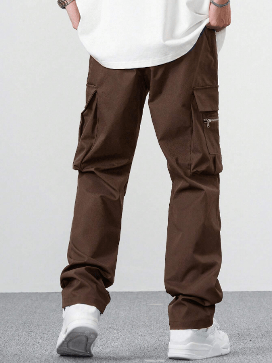 Manfinity Hypemode Loose Fit Men's Cargo Pants With Flap Pockets And Side Drawstring Waist - Lolli World Marketplace