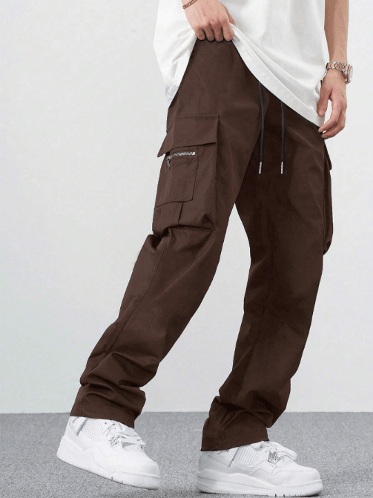 Manfinity Hypemode Loose Fit Men's Cargo Pants With Flap Pockets And Side Drawstring Waist - Lolli World Marketplace