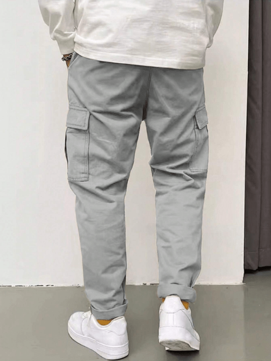 Manfinity Hypemode Loose Fit Men's Cargo Pants With Flap Pockets, Side Drawstring Waist - Lolli World Marketplace