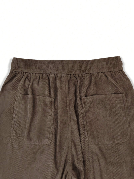 Manfinity Hypemode Loose Fit Men's Corduroy Pants With Letter Patch Detail - Lolli World Marketplace