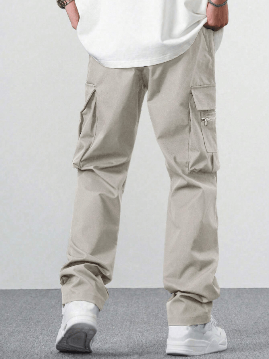 Manfinity Hypemode Loose Fit Men's Drawstring Waist Cargo Pants With Flap Pockets On The Sides - Lolli World Marketplace