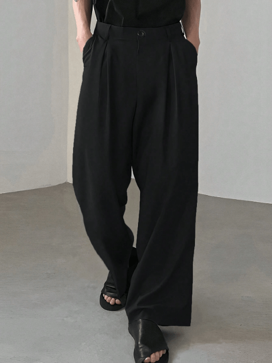 Manfinity Hypemode Loose Fit Men's Folded Pleated Wide Leg Pants - Lolli World Marketplace
