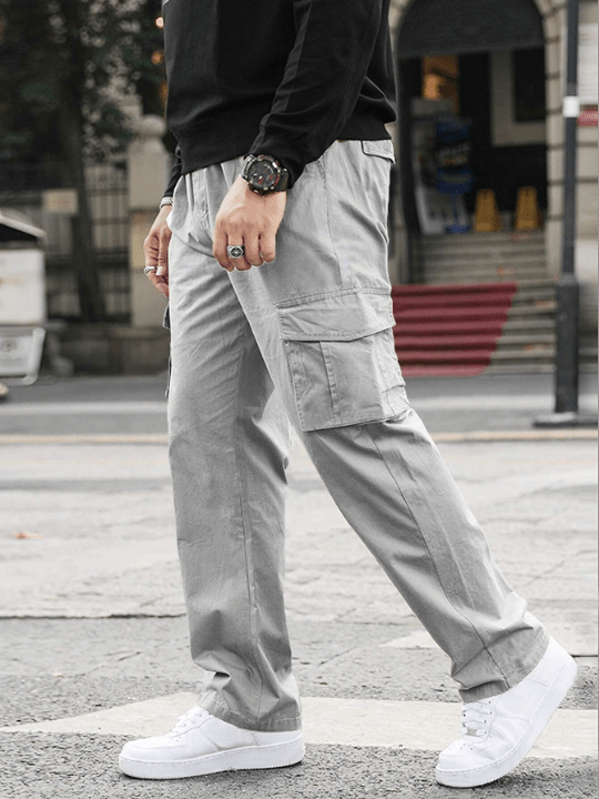 Manfinity Hypemode Loose Fit Men's Letter Patch Decor Flap Pocket Cargo Pants - Lolli World Marketplace