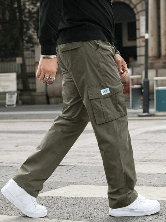 Manfinity Hypemode Loose Fit Men's Letter Patched Cargo Pants With Flap Pockets - Lolli World Marketplace
