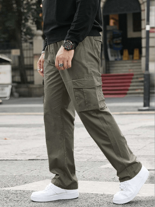 Manfinity Hypemode Loose Fit Men's Letter Patched Cargo Pants With Flap Pockets - Lolli World Marketplace