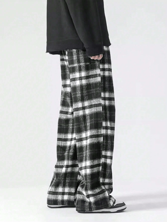 Manfinity Hypemode Loose Fit Men's Plaid Long Trousers - Lolli World Marketplace