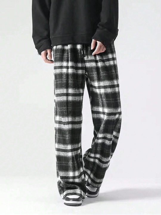 Manfinity Hypemode Loose Fit Men's Plaid Long Trousers - Lolli World Marketplace