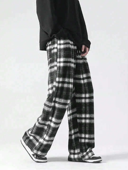 Manfinity Hypemode Loose Fit Men's Plaid Long Trousers - Lolli World Marketplace