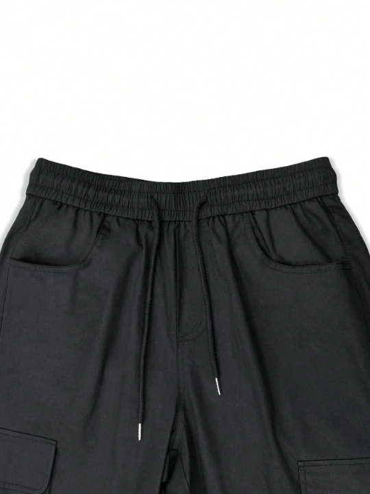 Manfinity Hypemode Loose Fit Men's Solid Color Flip - Pocket Long Pants - Lolli World Marketplace
