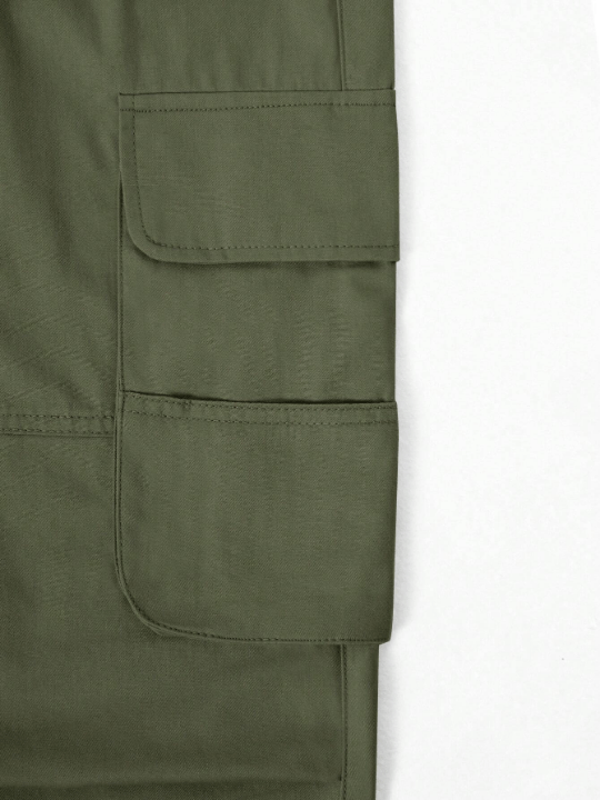 Manfinity Hypemode Loose Fit Men's Solid Color Long Pants With Flap - Pockets - Lolli World Marketplace