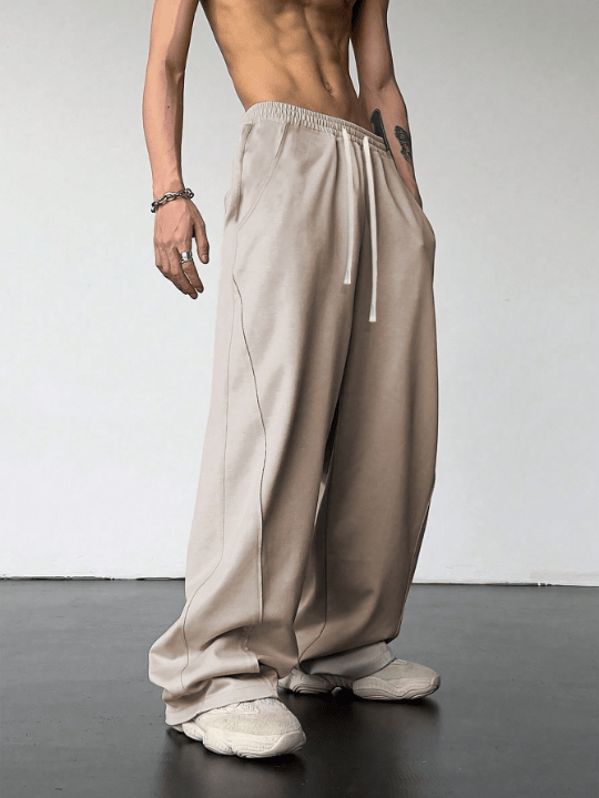 Manfinity Hypemode Loose - Fit Men's Top - Stitching Drawstring Waist Sweatpants - Lolli World Marketplace