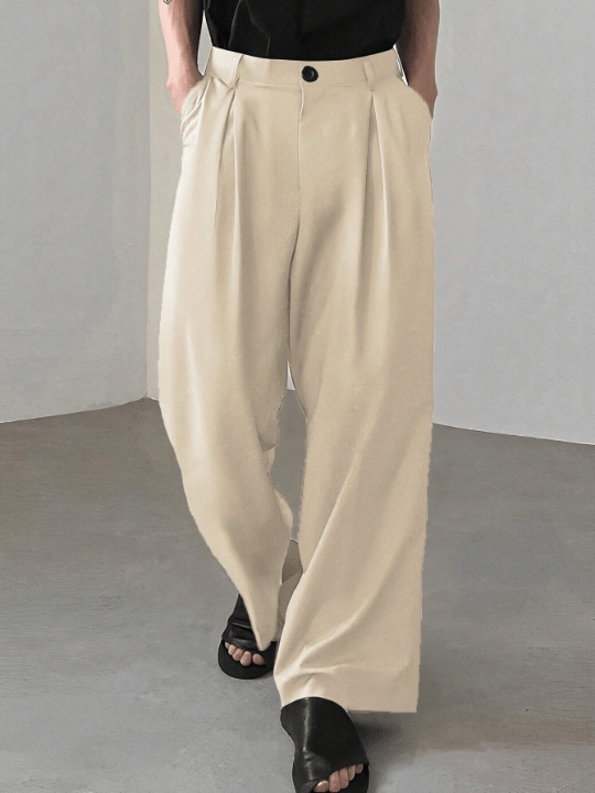 Manfinity Hypemode Loose Men's Fold - Over Waist Pleated Wide Leg Pants - Lolli World Marketplace
