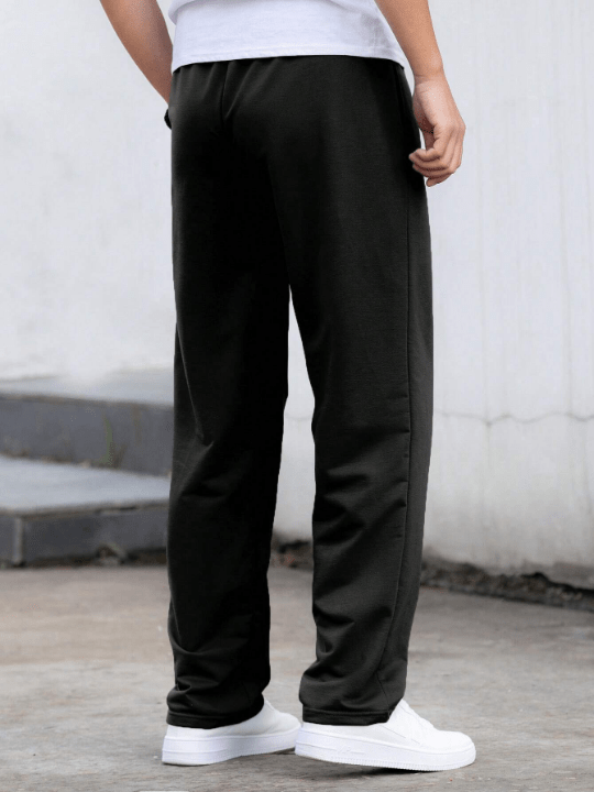 Manfinity Hypemode Loose Men's Solid Color Sweatpants, Drawstring Waist With Slant Pockets - Lolli World Marketplace
