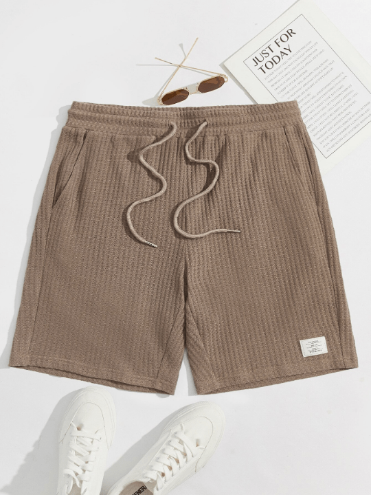 Manfinity Hypemode Men Drawstring Waist Letter Patched Shorts - Lolli World Marketplace