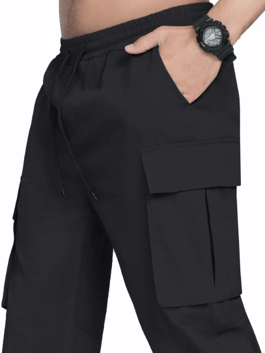 Manfinity Hypemode Men Flap Pocket Drawstring Waist Pants - Lolli World Marketplace