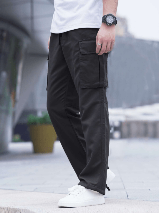 Manfinity Hypemode Men Flap Pocket Drawstring Waist Pants - Lolli World Marketplace